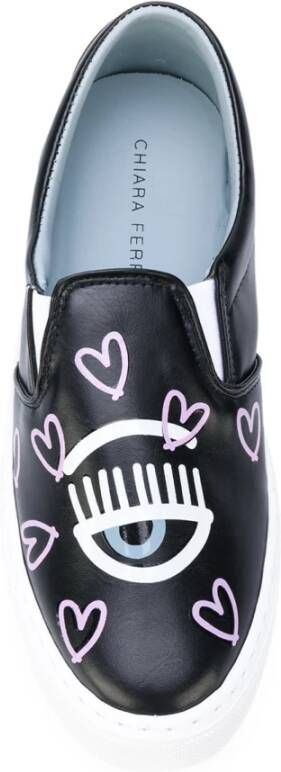 Chiara Ferragni Collection Zwarte Slip-On Hearts Schoenen Black Dames