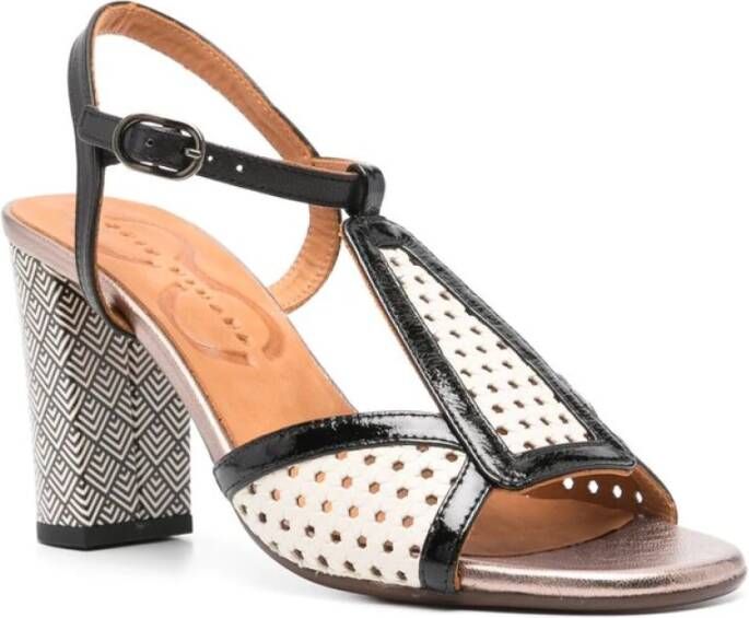 Chie Mihara Beige Gesp Enkelband Blokhak Schoenen Black Dames