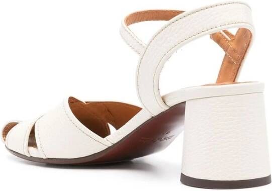 Chie Mihara Beige Leren Blokhak Sandalen White Dames