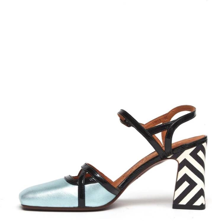 Chie Mihara Blauw en zwart leren slingback Blue Dames