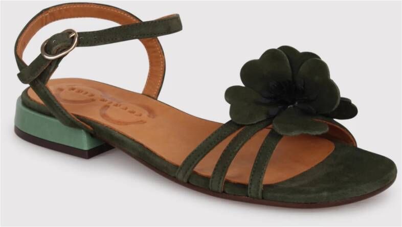 Chie Mihara Bloemenapplicatie Gesp Sandalen Green Dames