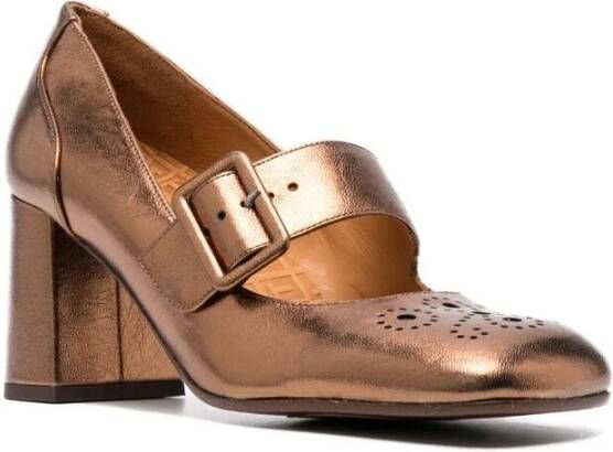 Chie Mihara Bronzen Leren Pumps met Geperforeerde Details Yellow Dames