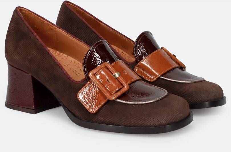 Chie Mihara Bruine Hakken 70s Stijl Lederen Schoenen Brown Dames