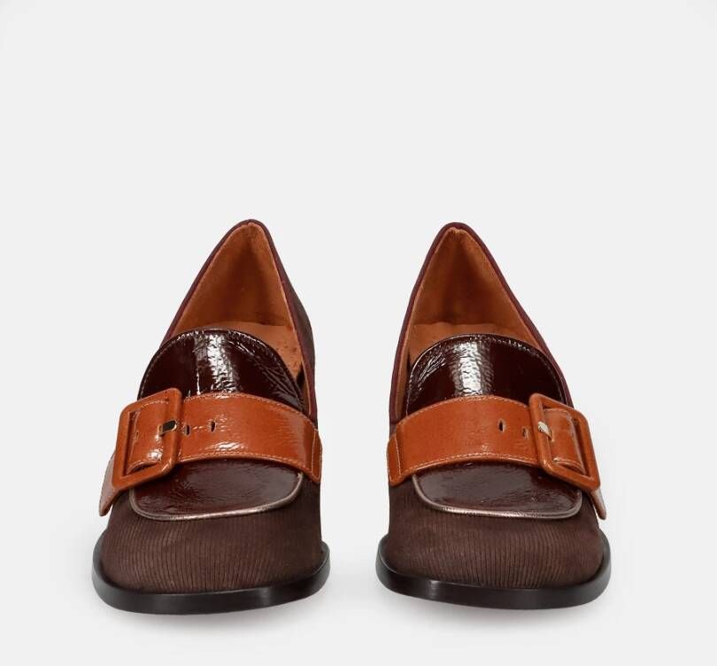 Chie Mihara Bruine Hakken 70s Stijl Lederen Schoenen Brown Dames