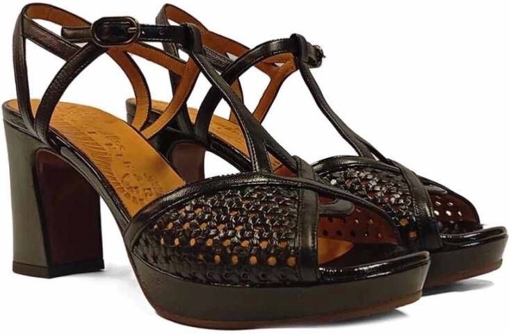 Chie Mihara Metallic leren enkelband sandalen Black Dames