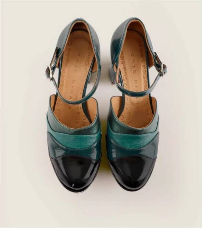 Chie Mihara Metallic Leren Hakken in Zwart en Groen Multicolor Dames