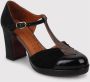 Chie Mihara Ruffle T-strap pumps met brede hak Black Dames - Thumbnail 2