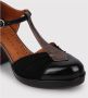 Chie Mihara Ruffle T-strap pumps met brede hak Black Dames - Thumbnail 3