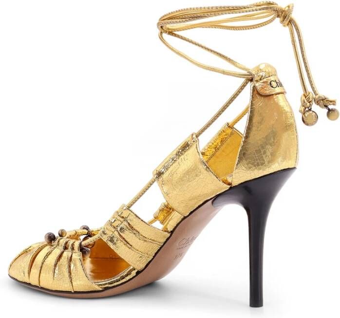 Chloé Antiek Goud Leren Luna Hakken Yellow Dames