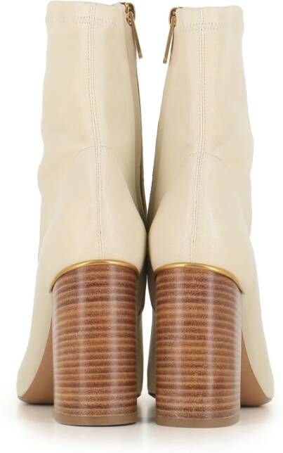 Chloé Beige Leren Ritslaarzen Beige Dames