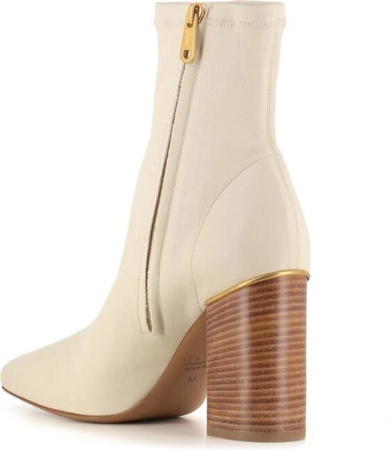 Chloé Beige Leren Ritslaarzen Beige Dames