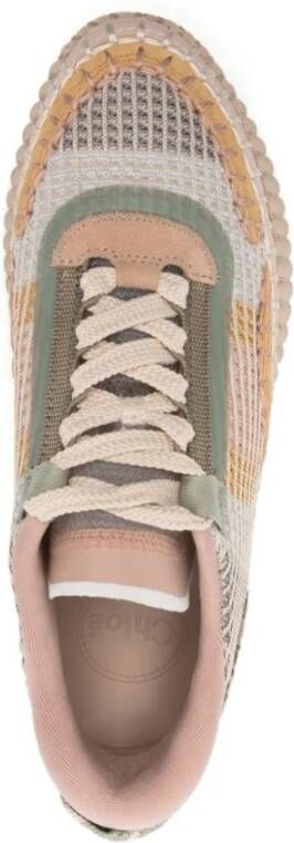 Chloé Beige Leren Sneakers met Whipstitch Trim Multicolor Dames