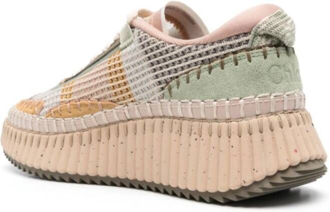 Chloé Beige Leren Sneakers met Whipstitch Trim Multicolor Dames