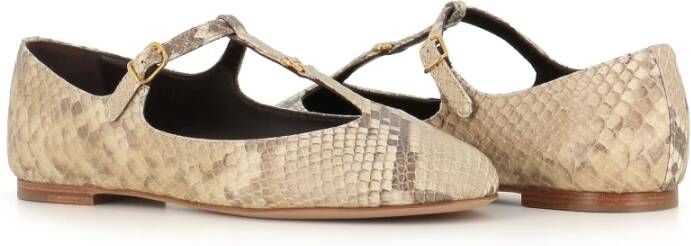 Chloé Beige Python Print Ballerina Flats Beige Dames