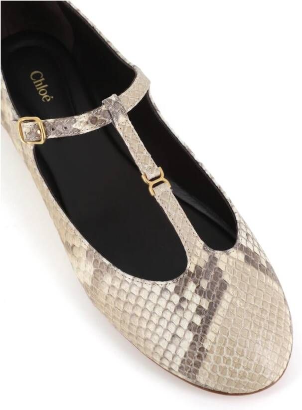 Chloé Beige Python Print Ballerina Flats Beige Dames