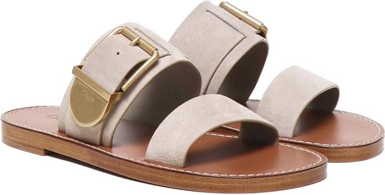 Chloé Beige Sandalen met Dubbel Lap Ontwerp Beige Dames