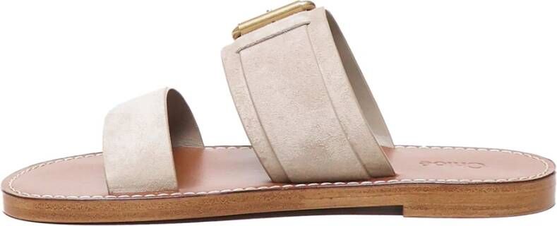 Chloé Beige Sandalen met Dubbel Lap Ontwerp Beige Dames