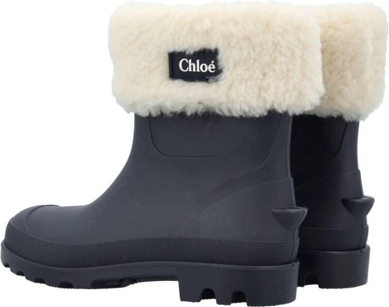 Chloé Blauwe Enkellaarzen met Shearling Rand Blue Dames