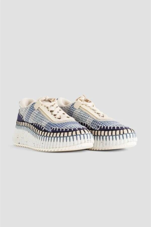 Chloé Blauwe Nama wedge sneakers met mesh Multicolor Dames