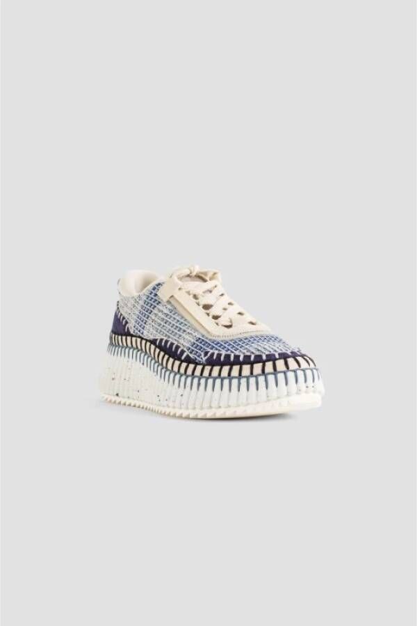 Chloé Blauwe Nama wedge sneakers met mesh Multicolor Dames