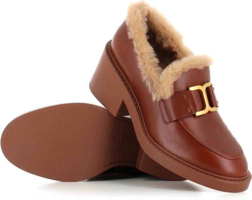 Chloé Brandy Shearling Loafer Cognac Leer Brown Dames