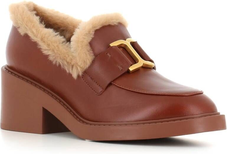 Chloé Brandy Shearling Loafer Cognac Leer Brown Dames