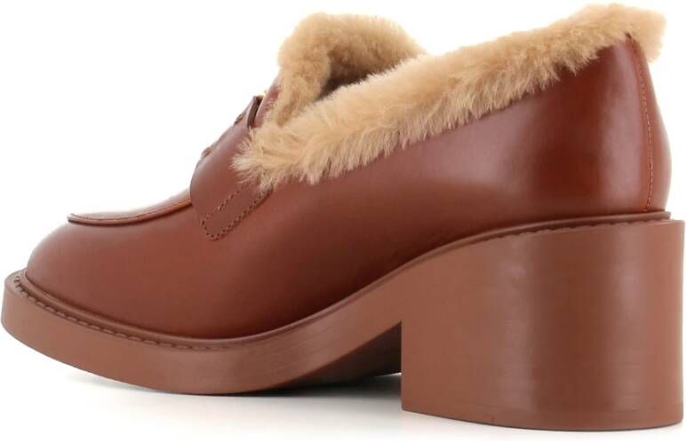 Chloé Brandy Shearling Loafer Cognac Leer Brown Dames