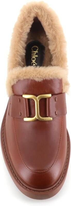 Chloé Brandy Shearling Loafer Cognac Leer Brown Dames