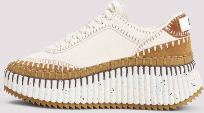 Chloé Bruin & Wit Suède Sneakers Beige Dames