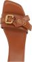 Chloé Bruin leren slide sandalen met Paddington gesp Brown Dames - Thumbnail 4