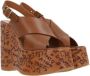 Chloé Bruine leren platform sandalen met enkelband Brown Dames - Thumbnail 2