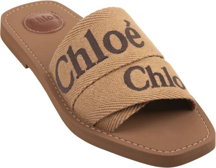 Chloé Bruine Platte Schoenen Woody Sabots Brown Dames