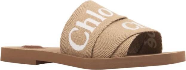 Chloé Bruine Platte Schoenen Woody Woestijn Beige Brown Dames