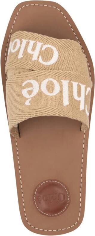 Chloé Bruine Platte Schoenen Woody Woestijn Beige Brown Dames