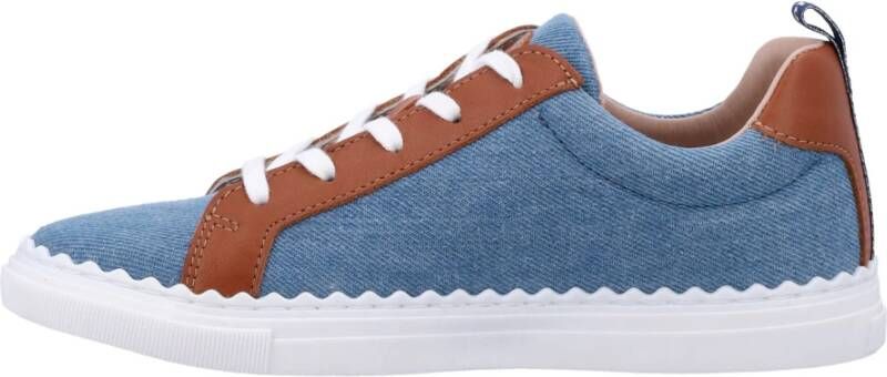 Chloé Denim Blauwe Sneakers met Tan Trims Blue Dames