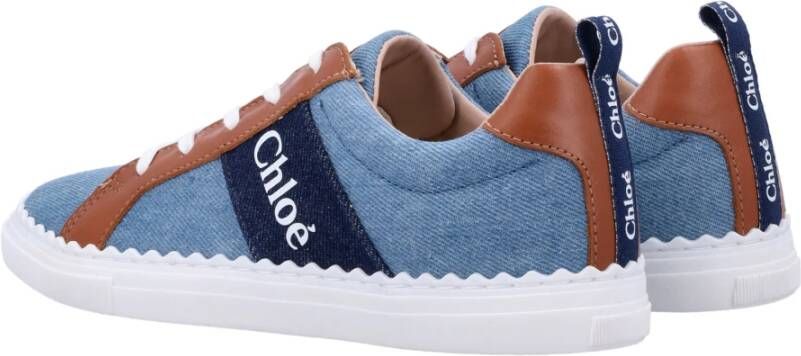 Chloé Denim Blauwe Sneakers met Tan Trims Blue Dames