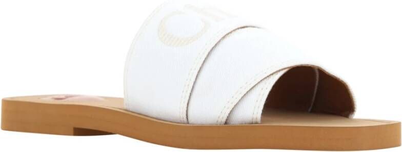 Chloé Elegante witte katoenen slidesandalen White Dames