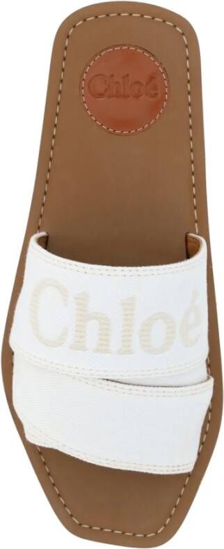 Chloé Elegante witte katoenen slidesandalen White Dames