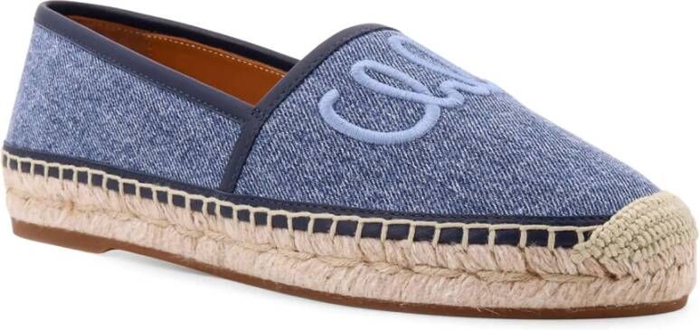 Chloé Geborduurde Denim Espadrilles met Touw Detail Blue Dames