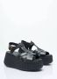 Chloé Geribbelde Platform Leren Sandalen Black Dames - Thumbnail 3