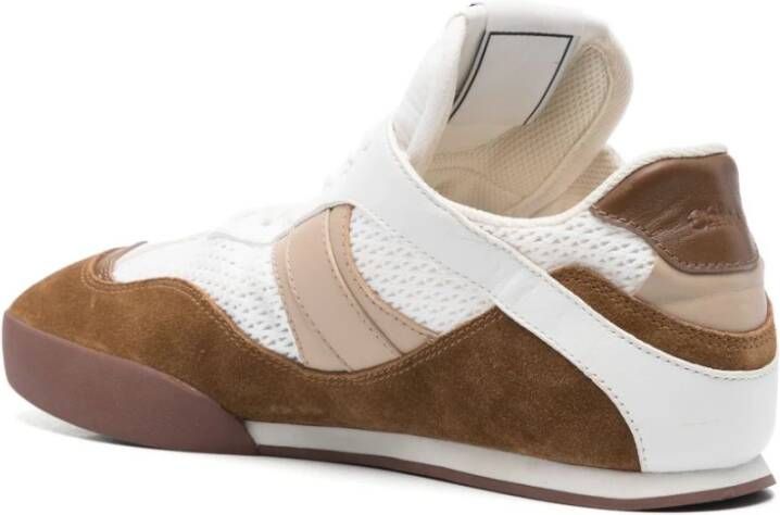 Chloé Gestikte Leren Sneakers Wit Bruin Multicolor Dames