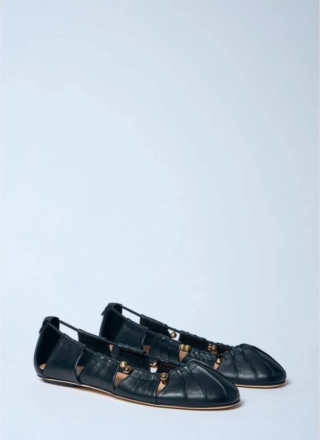 Chloé Leren Ballerina Flats met Hardware Versiering Black Dames