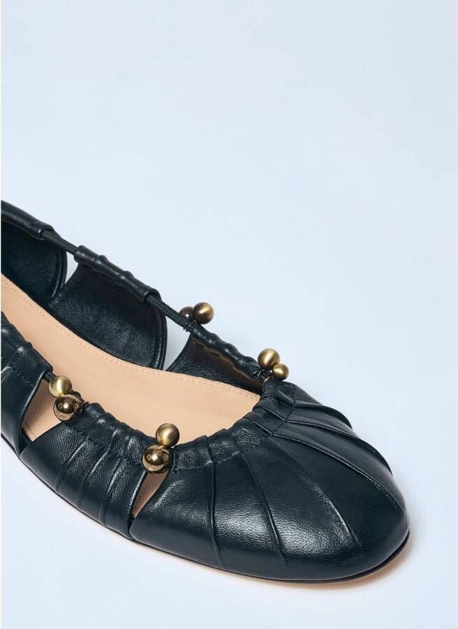 Chloé Leren Ballerina Flats met Hardware Versiering Black Dames