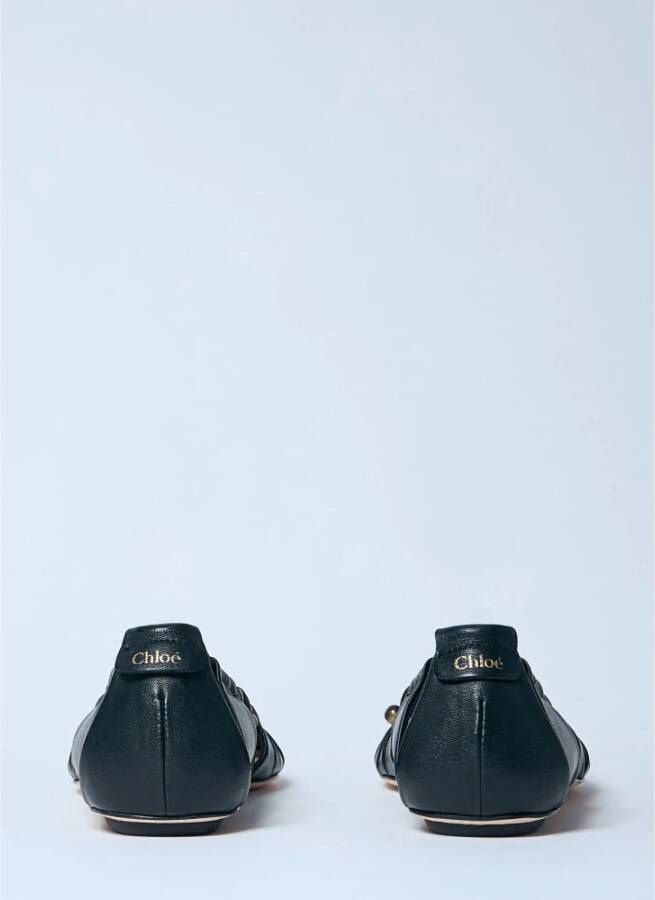 Chloé Leren Ballerina Flats met Hardware Versiering Black Dames