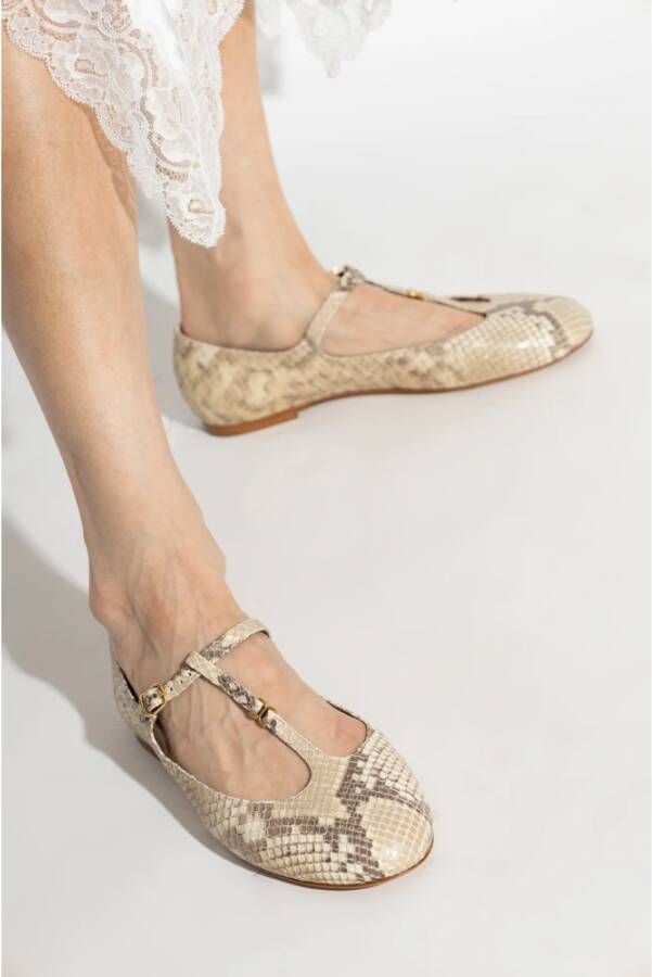 Chloé Leren balletflats Marcie Beige Dames