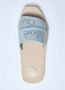 Chloé Logo-print Linnen Blend Woody Sandalen Blue Dames - Thumbnail 5