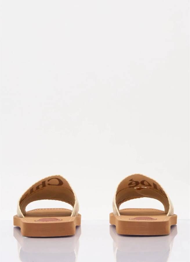 Chloé Logo-print Woody Sandalen Beige Dames