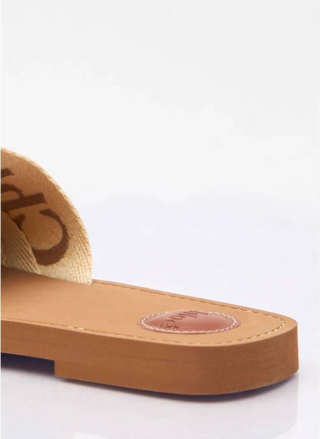 Chloé Logo-print Woody Sandalen Beige Dames