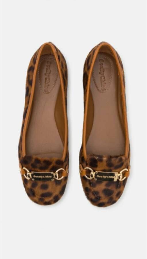 Chloé Luipaardprint Ballerina Schoenen Brown Dames