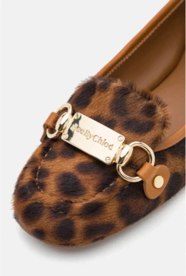 Chloé Luipaardprint Ballerina Schoenen Brown Dames